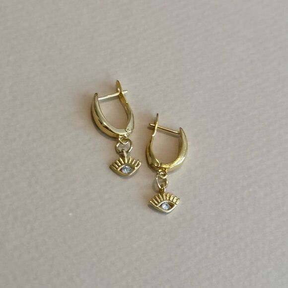 Eye Charm Hoop Earrings R853 - Picture 1 of 3